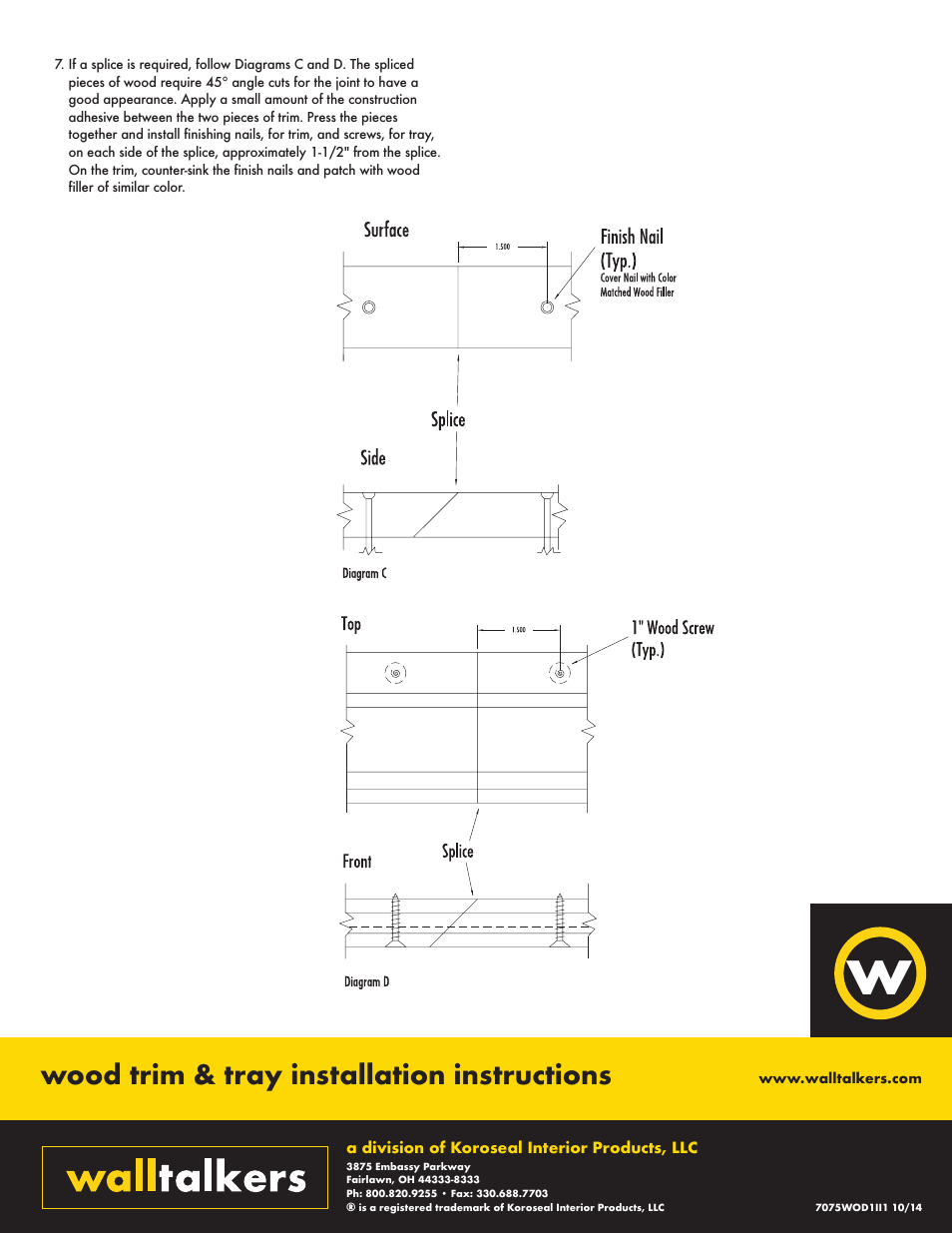 Wood trim & tray installation instructions | Walltalkers wood trim & tray User Manual | Page 2 / 2