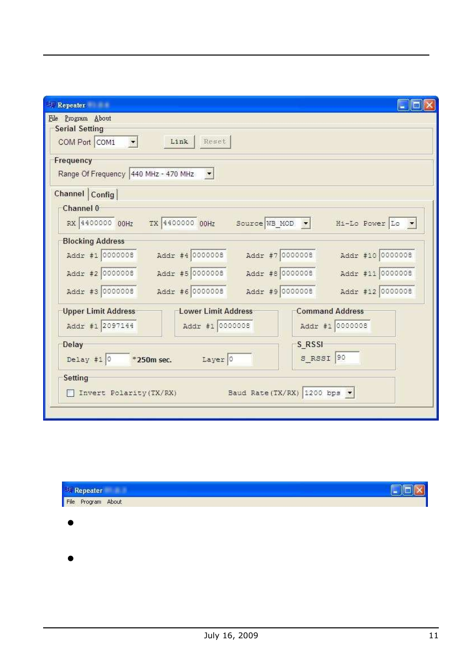 Main menu, Menu bar | WaveWare Repeater User Manual | Page 13 / 18