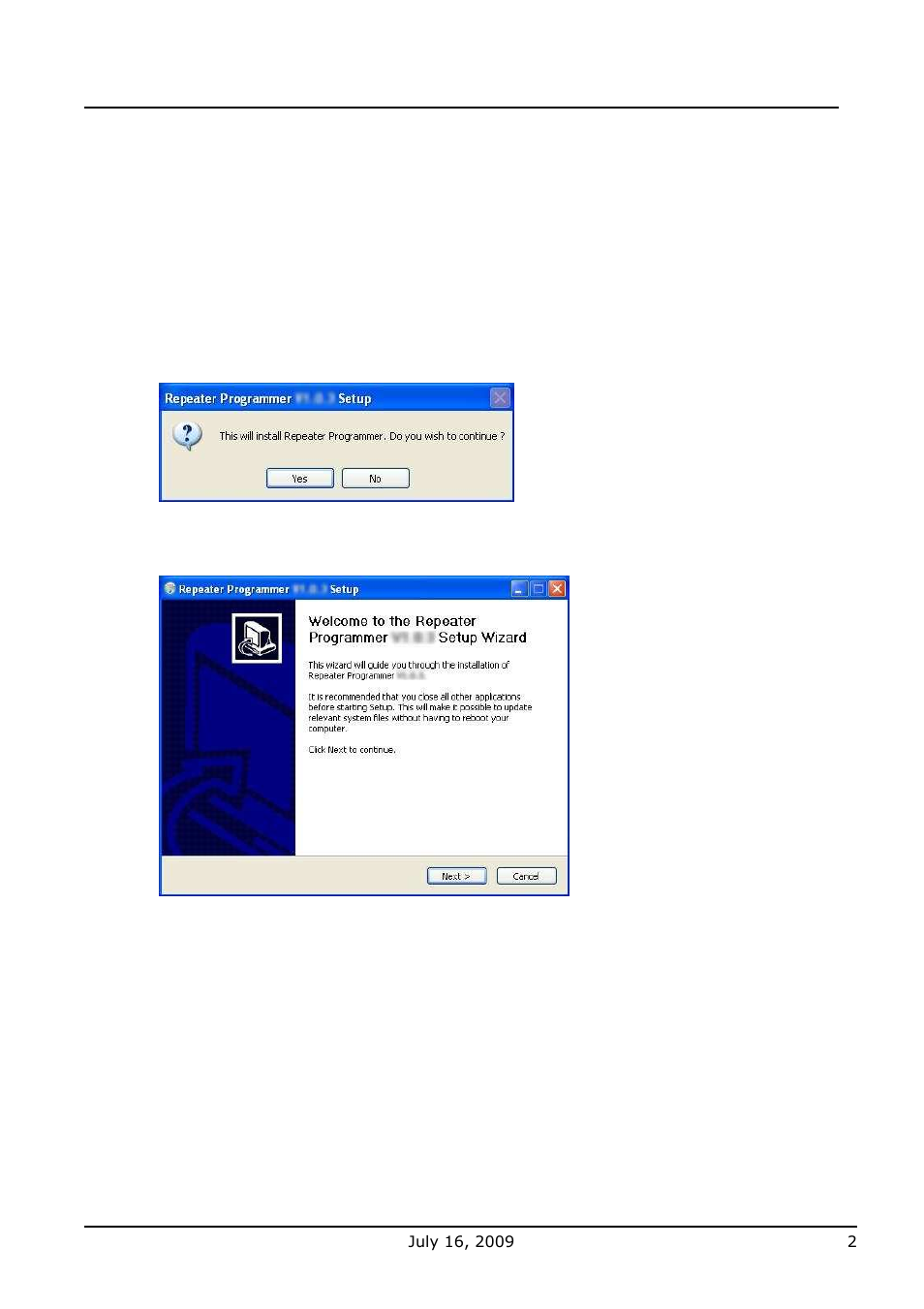 Installing programming software, Installation | WaveWare Repeater User Manual | Page 4 / 18