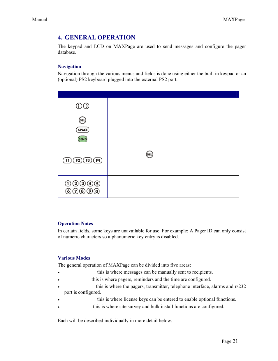 General operation | WaveWare CommTech MaxPage User Manual | Page 21 / 84