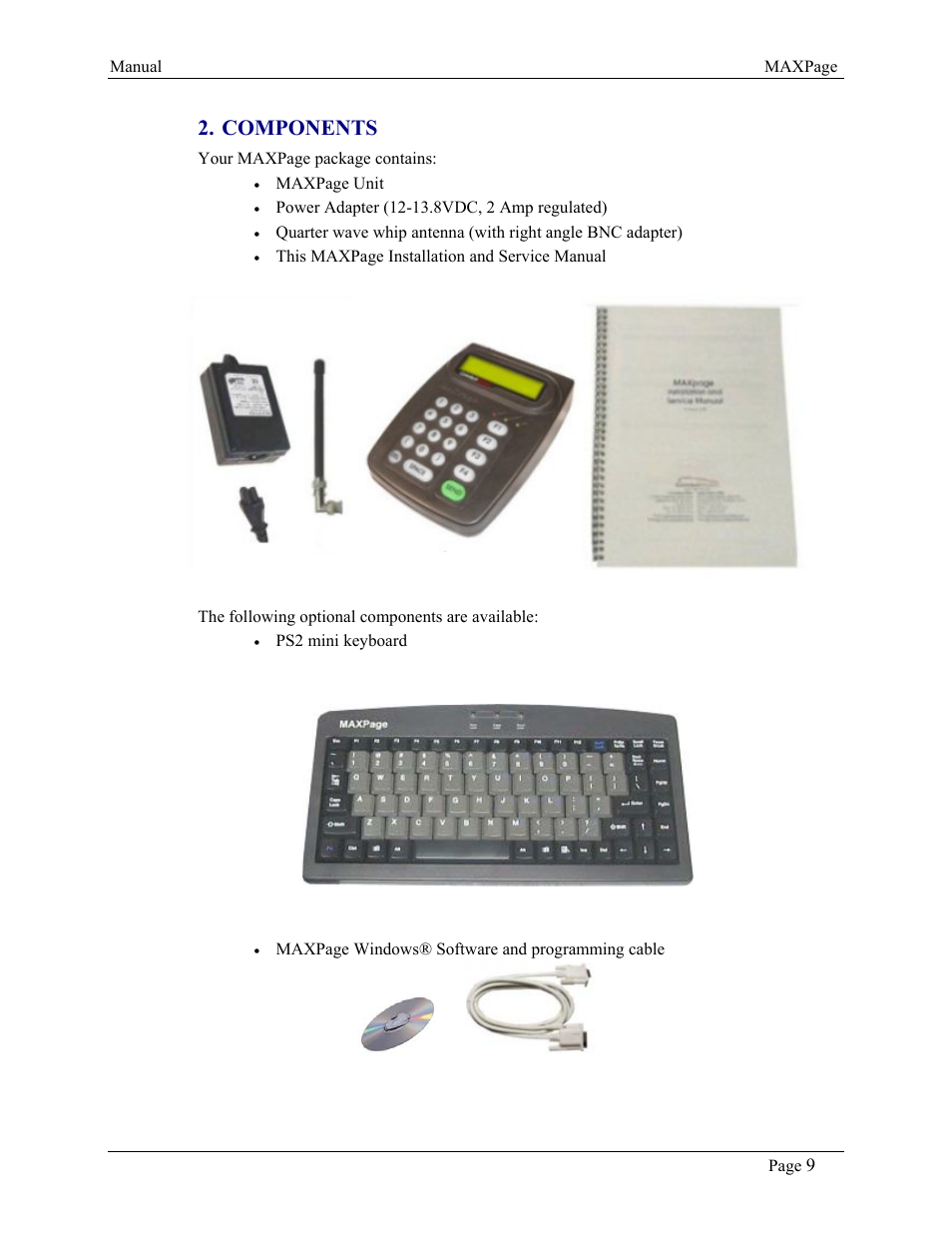 Components | WaveWare CommTech MaxPage User Manual | Page 9 / 84