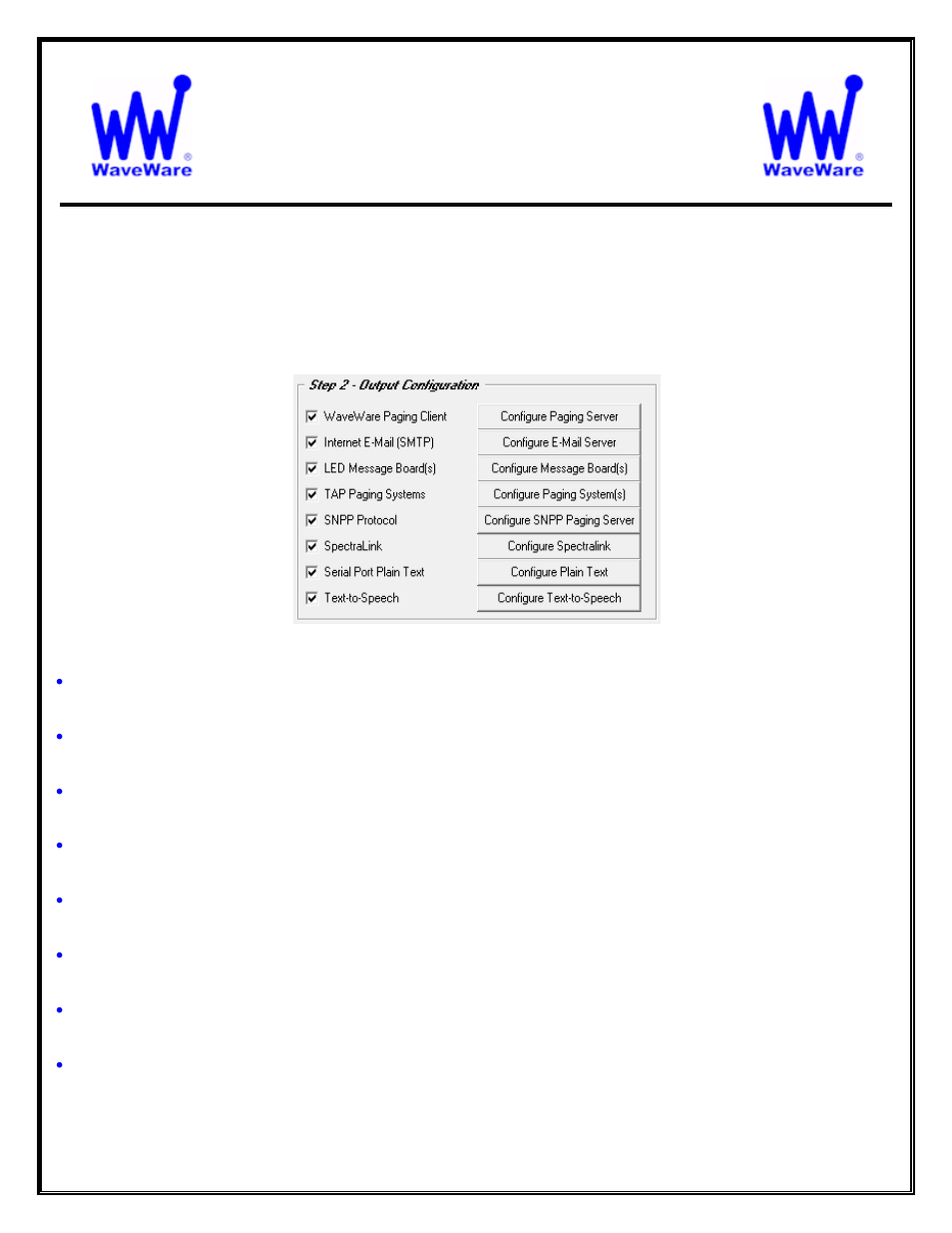Waveware technologies, inc, Alert utility software, Configuring the outputs for alert utility software | WaveWare Alert Utility User Manual | Page 20 / 52
