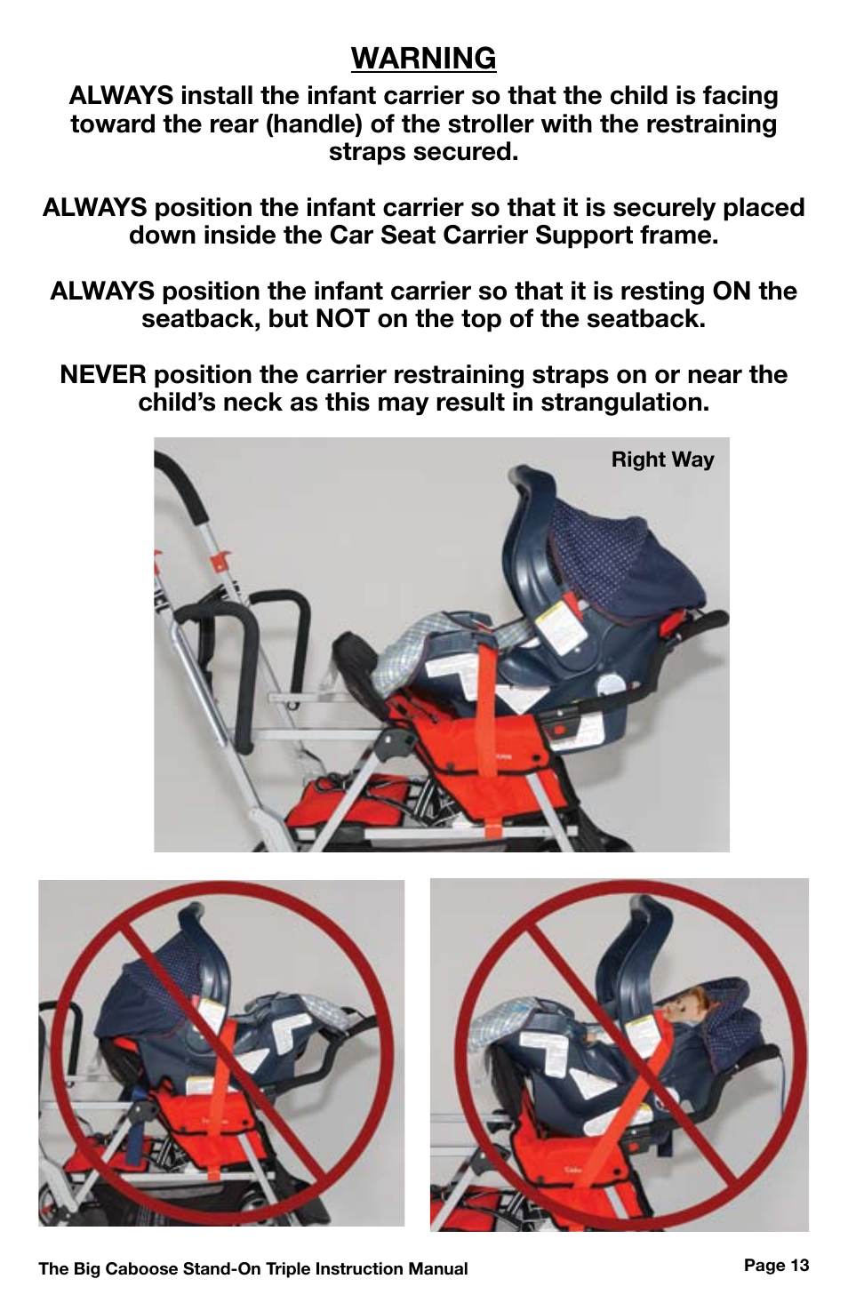 Warning | Chicco 430 User Manual | Page 13 / 16