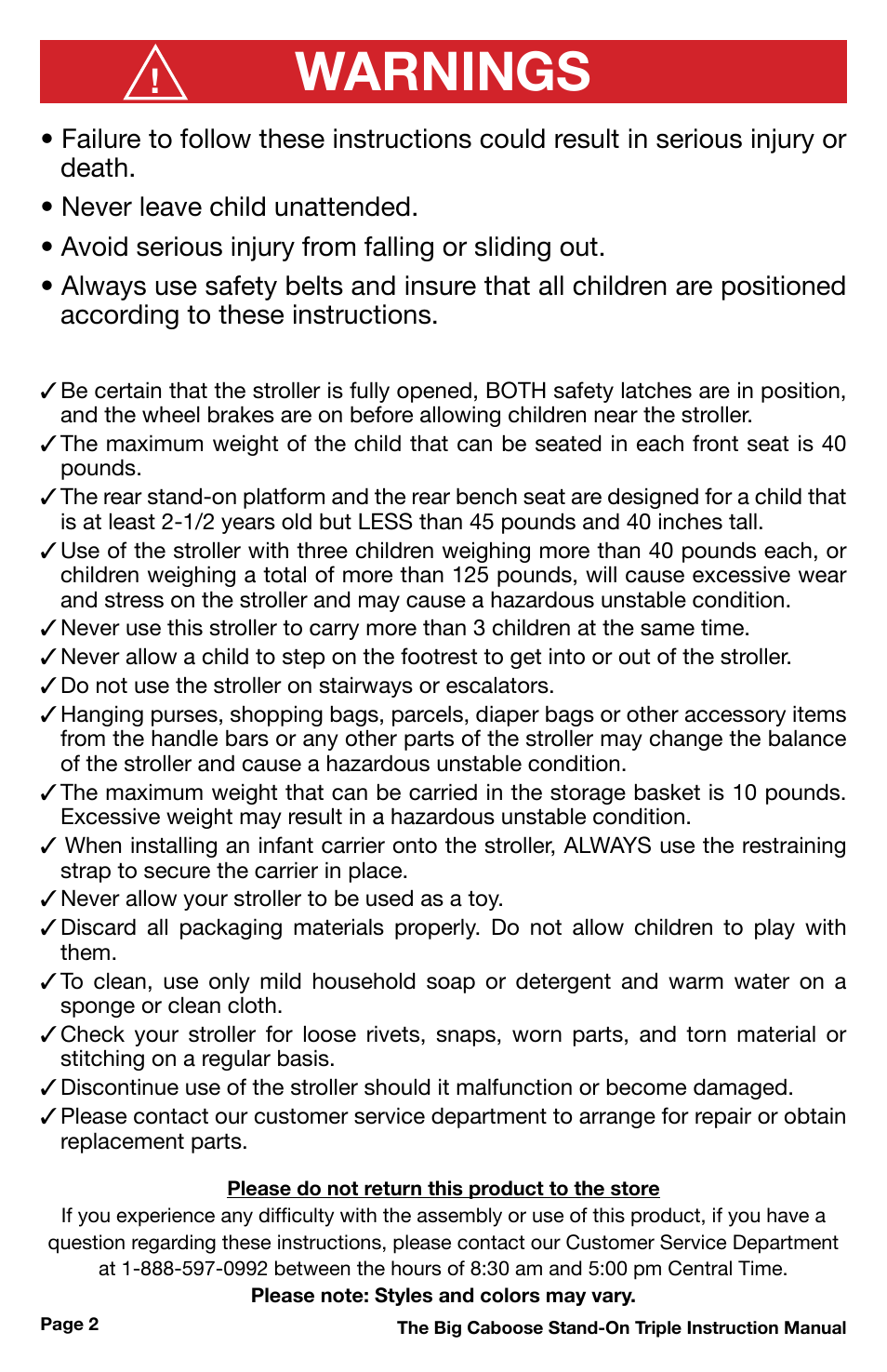 Warnings | Chicco 430 User Manual | Page 2 / 16