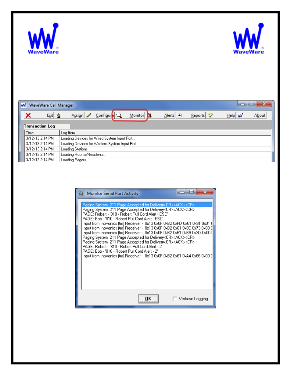 Waveware technologies, inc, Call manager software | WaveWare Call Manager User Manual | Page 37 / 50
