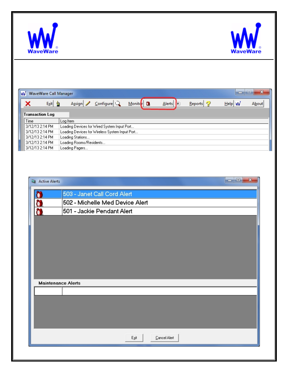 Waveware technologies, inc, Call manager software | WaveWare Call Manager User Manual | Page 38 / 50