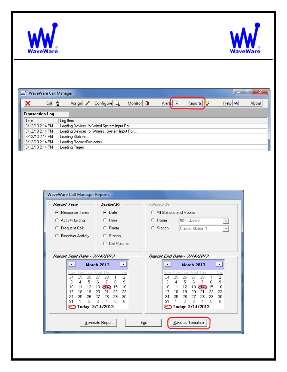 Waveware technologies, inc, Call manager software | WaveWare Call Manager User Manual | Page 40 / 50