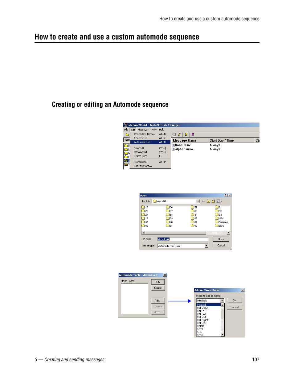 How to create and use a custom automode sequence, Creating or editing an automode sequence | WaveWare Adaptive AlphaNet User Manual | Page 107 / 150