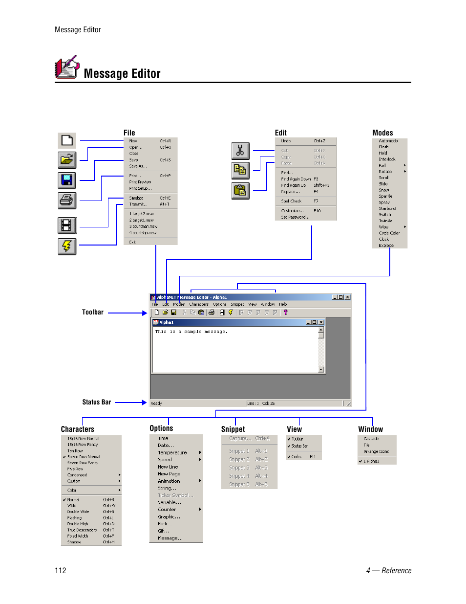 Message editor | WaveWare Adaptive AlphaNet User Manual | Page 112 / 150
