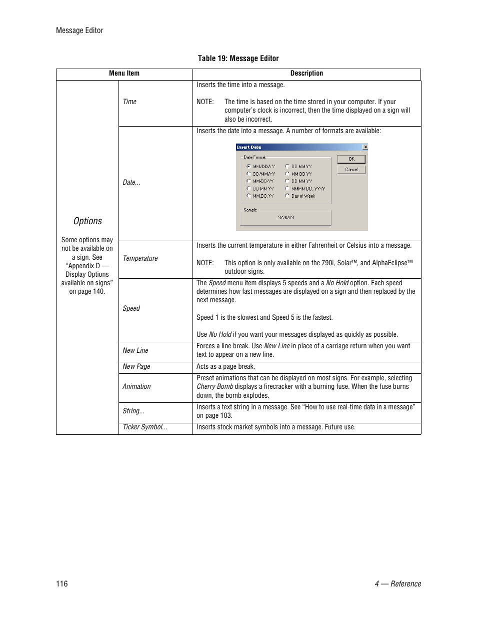 Options | WaveWare Adaptive AlphaNet User Manual | Page 116 / 150