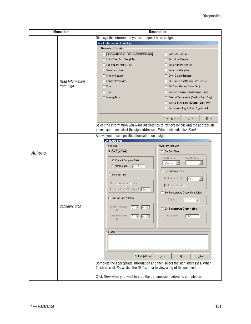 Actions | WaveWare Adaptive AlphaNet User Manual | Page 131 / 150