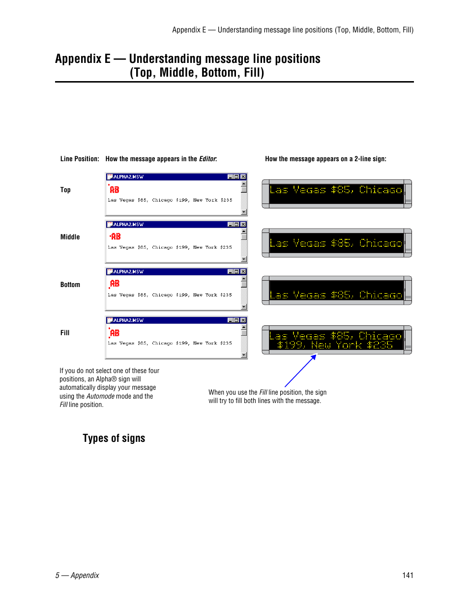 Types of signs | WaveWare Adaptive AlphaNet User Manual | Page 141 / 150