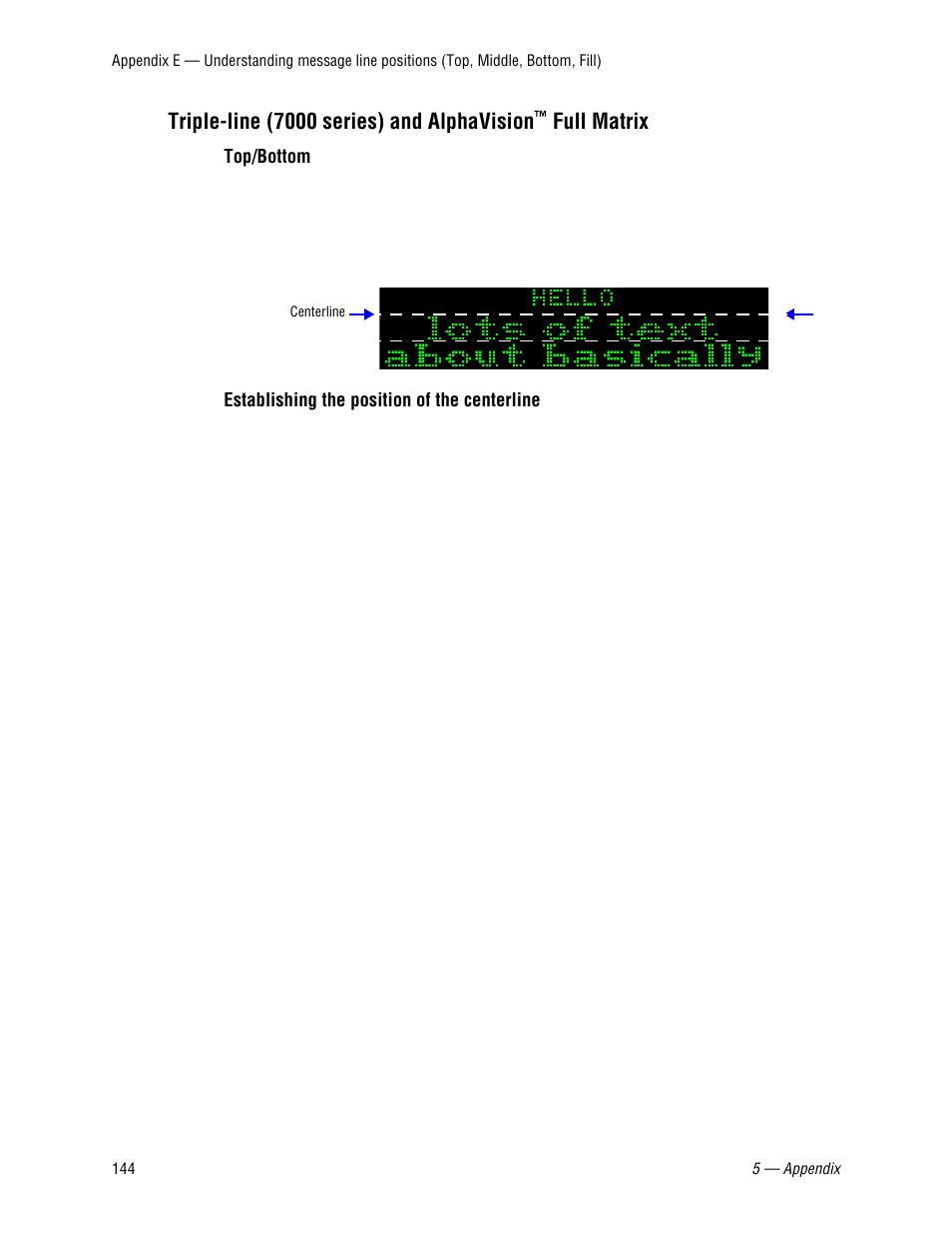 Top/bottom, Establishing the position of the centerline, Triple-line (7000 series) and alphavision | Full matrix | WaveWare Adaptive AlphaNet User Manual | Page 144 / 150