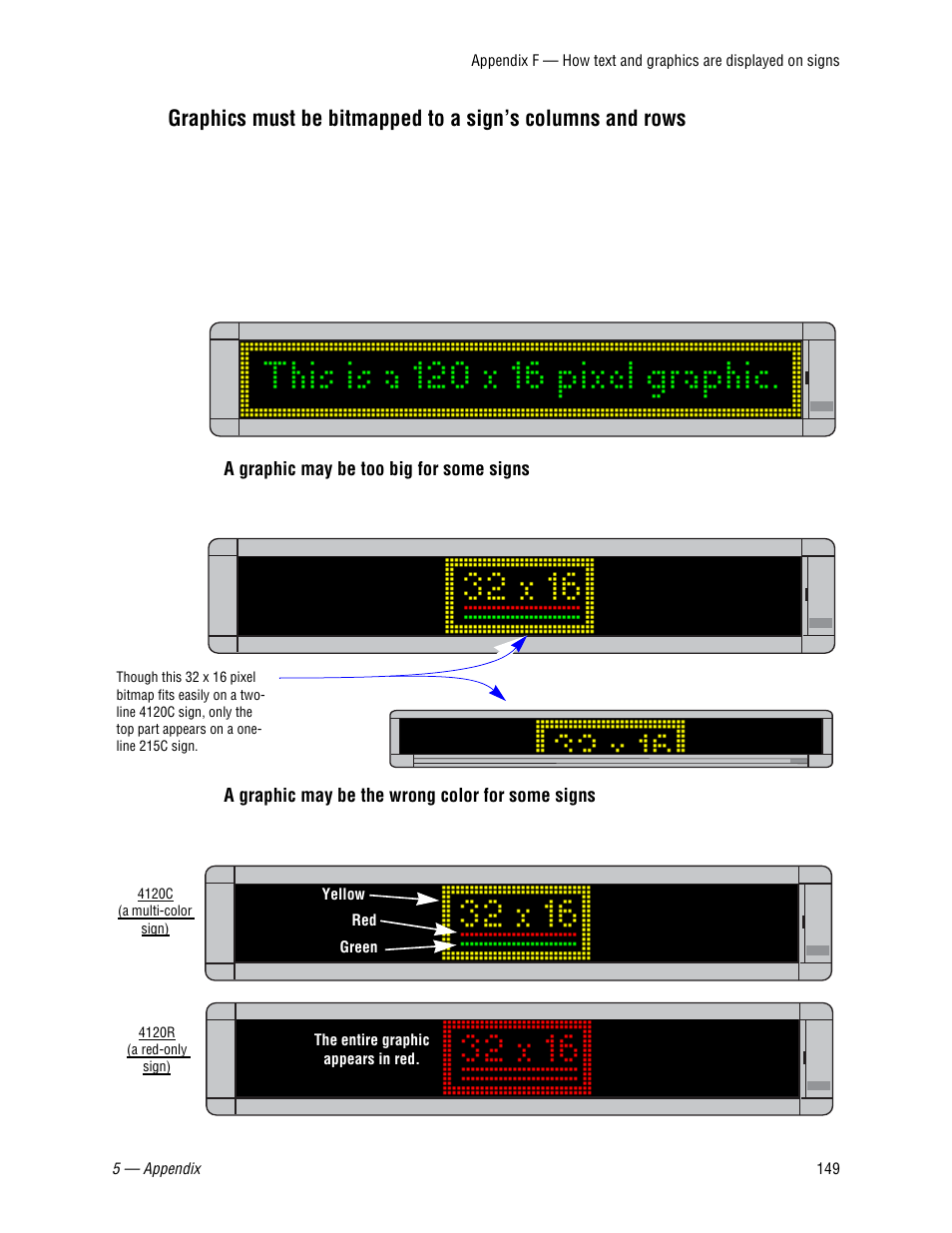 A graphic may be too big for some signs, A graphic may be the wrong color for some signs | WaveWare Adaptive AlphaNet User Manual | Page 149 / 150