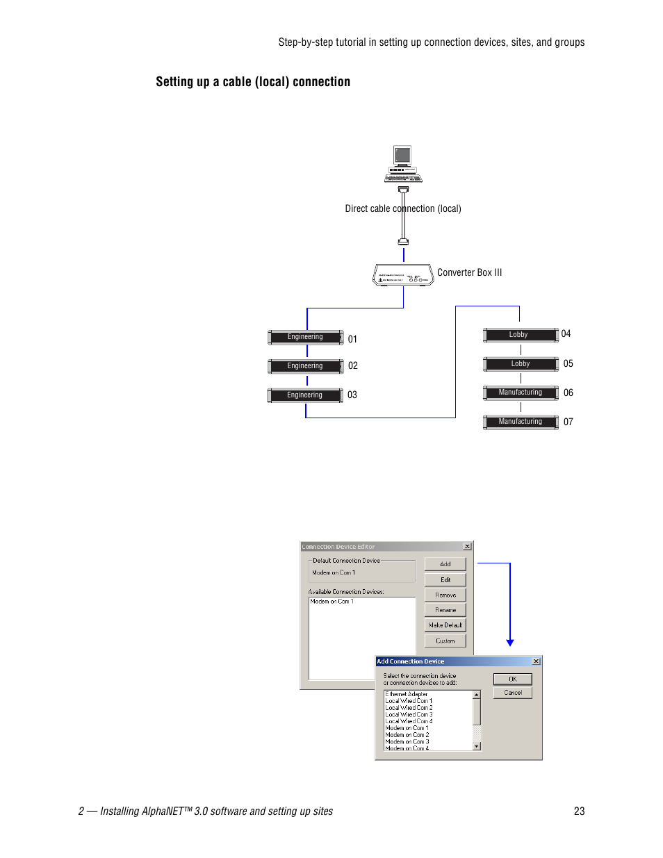 Setting up a cable (local) connection | WaveWare Adaptive AlphaNet User Manual | Page 23 / 150