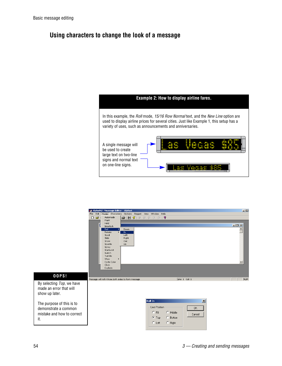 Using characters to change the look of a message | WaveWare Adaptive AlphaNet User Manual | Page 54 / 150