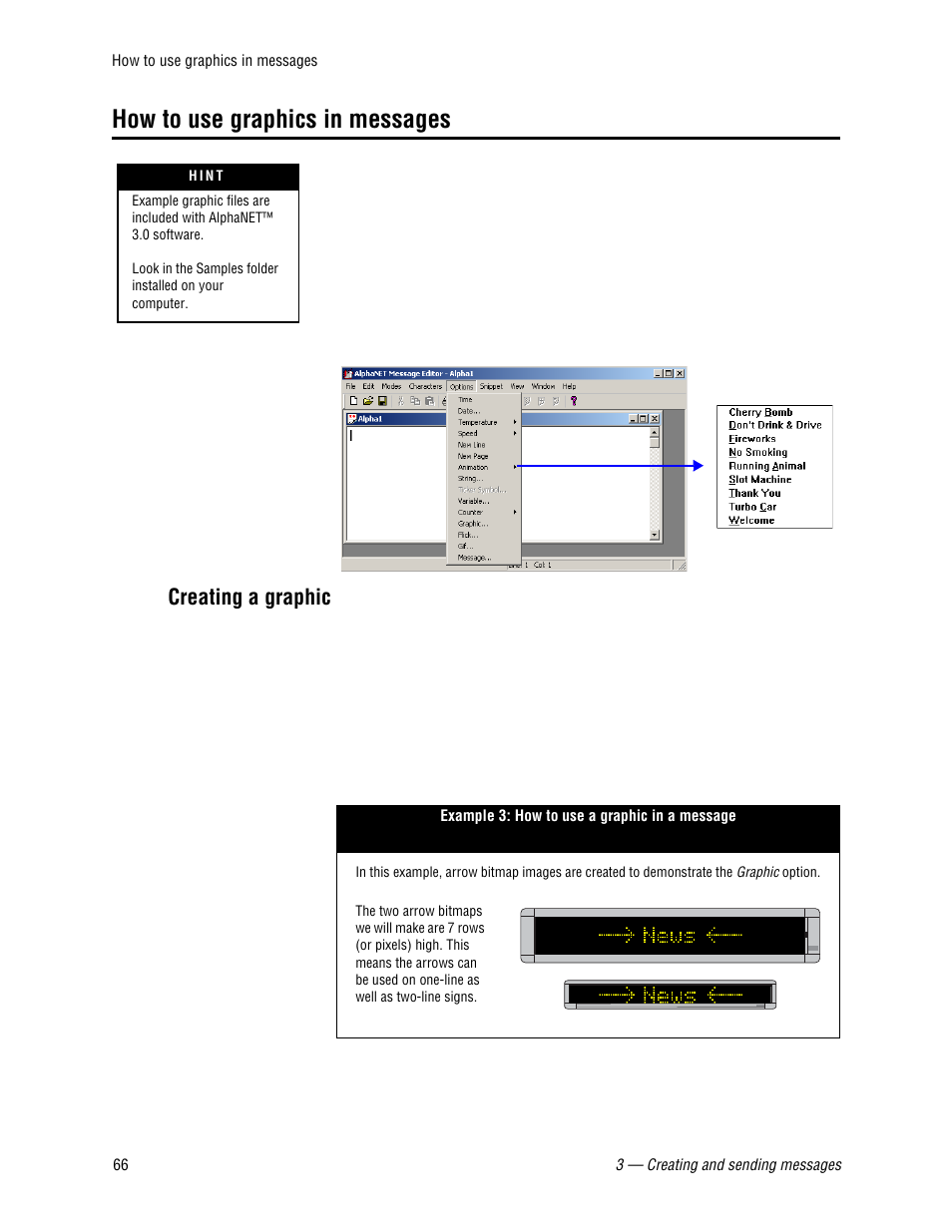 How to use graphics in messages, Creating a graphic | WaveWare Adaptive AlphaNet User Manual | Page 66 / 150