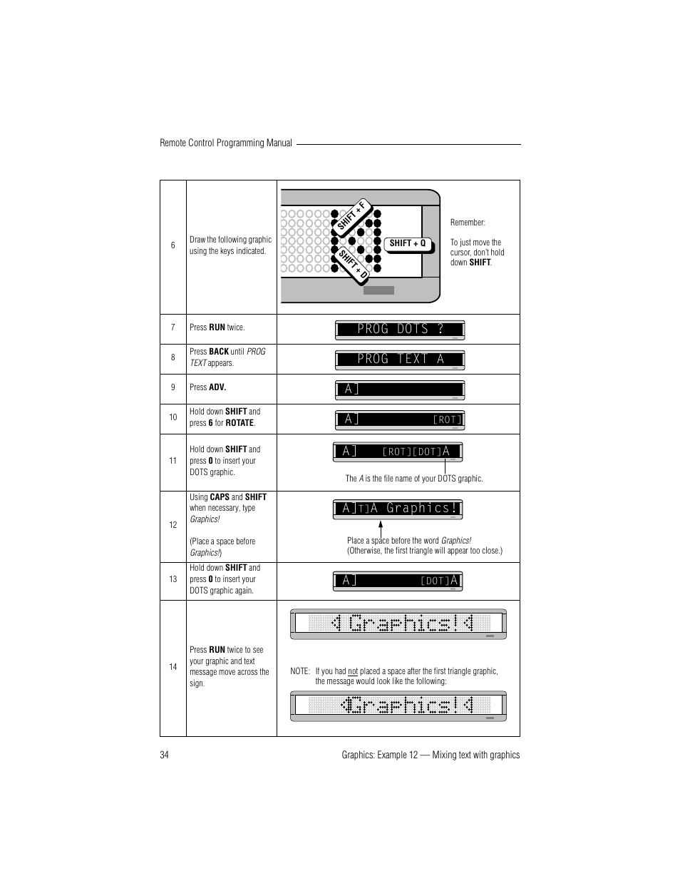 Prog dots ? prog text a a] a, A graphics | WaveWare Adaptive Remote User Manual | Page 40 / 50