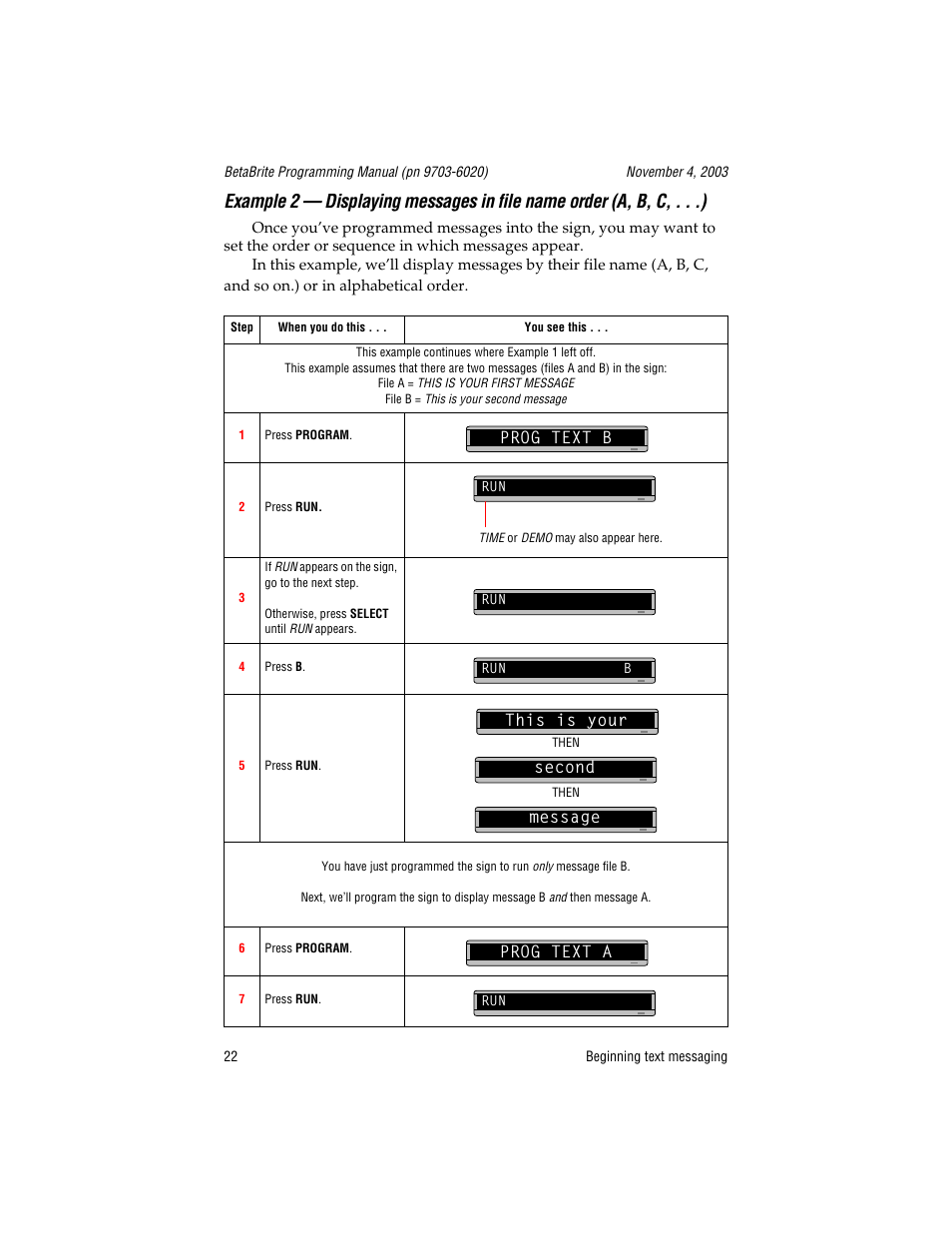 Prog text b, Second, Prog text a | This is your message | WaveWare Adaptive Remote User Manual | Page 22 / 102