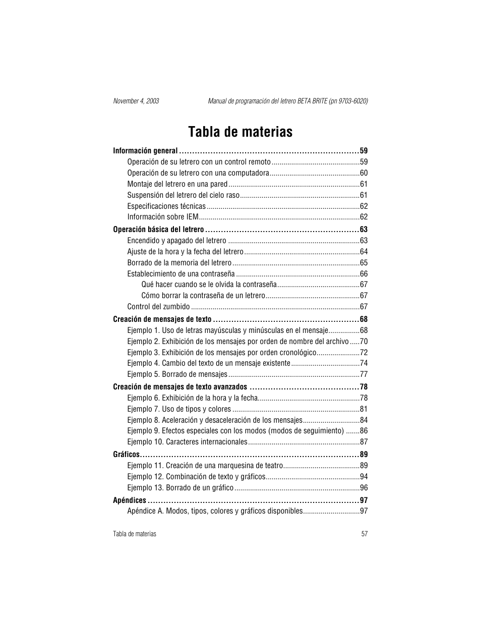 Tabla de materias | WaveWare Adaptive Remote User Manual | Page 57 / 102