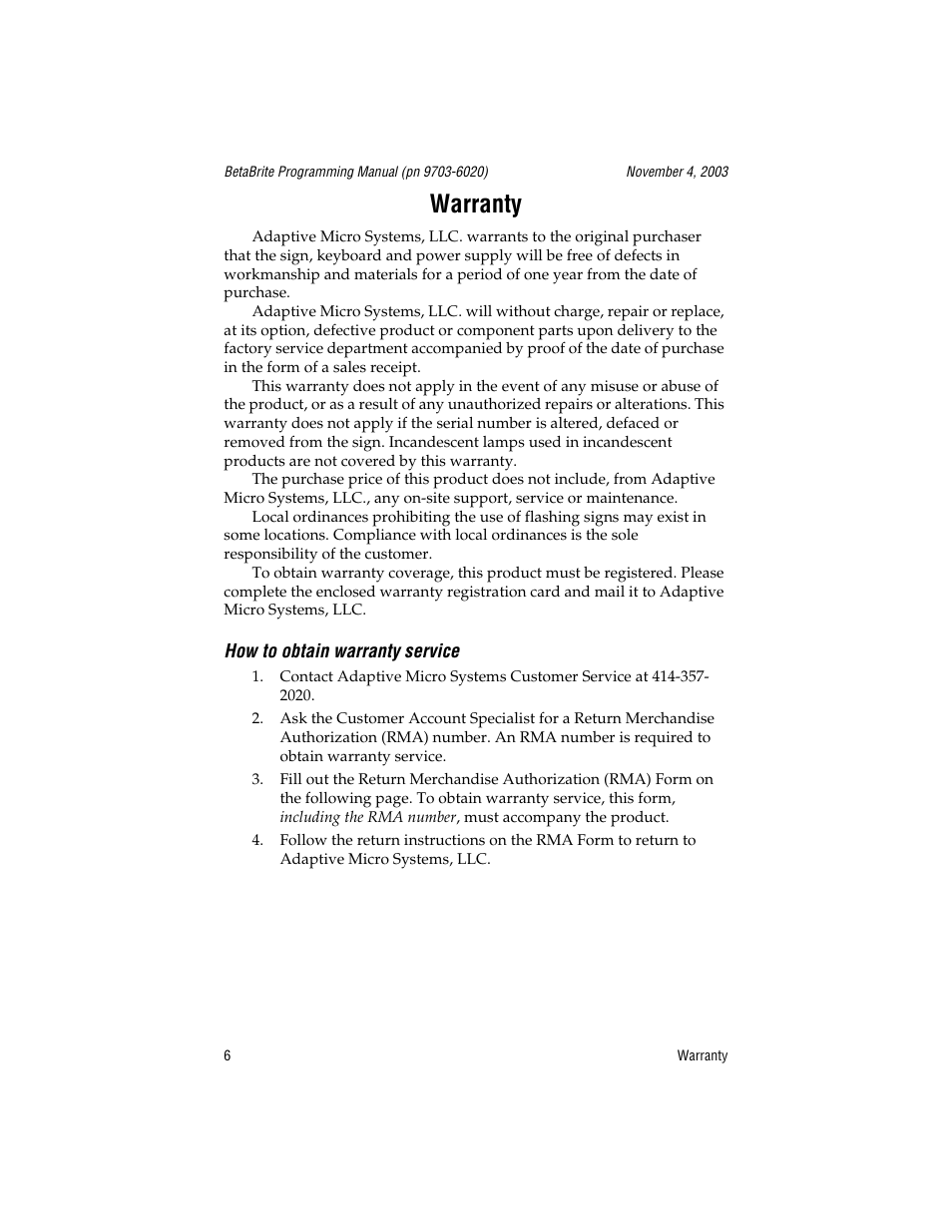 Warranty, How to obtain warranty service | WaveWare Adaptive Remote User Manual | Page 6 / 102