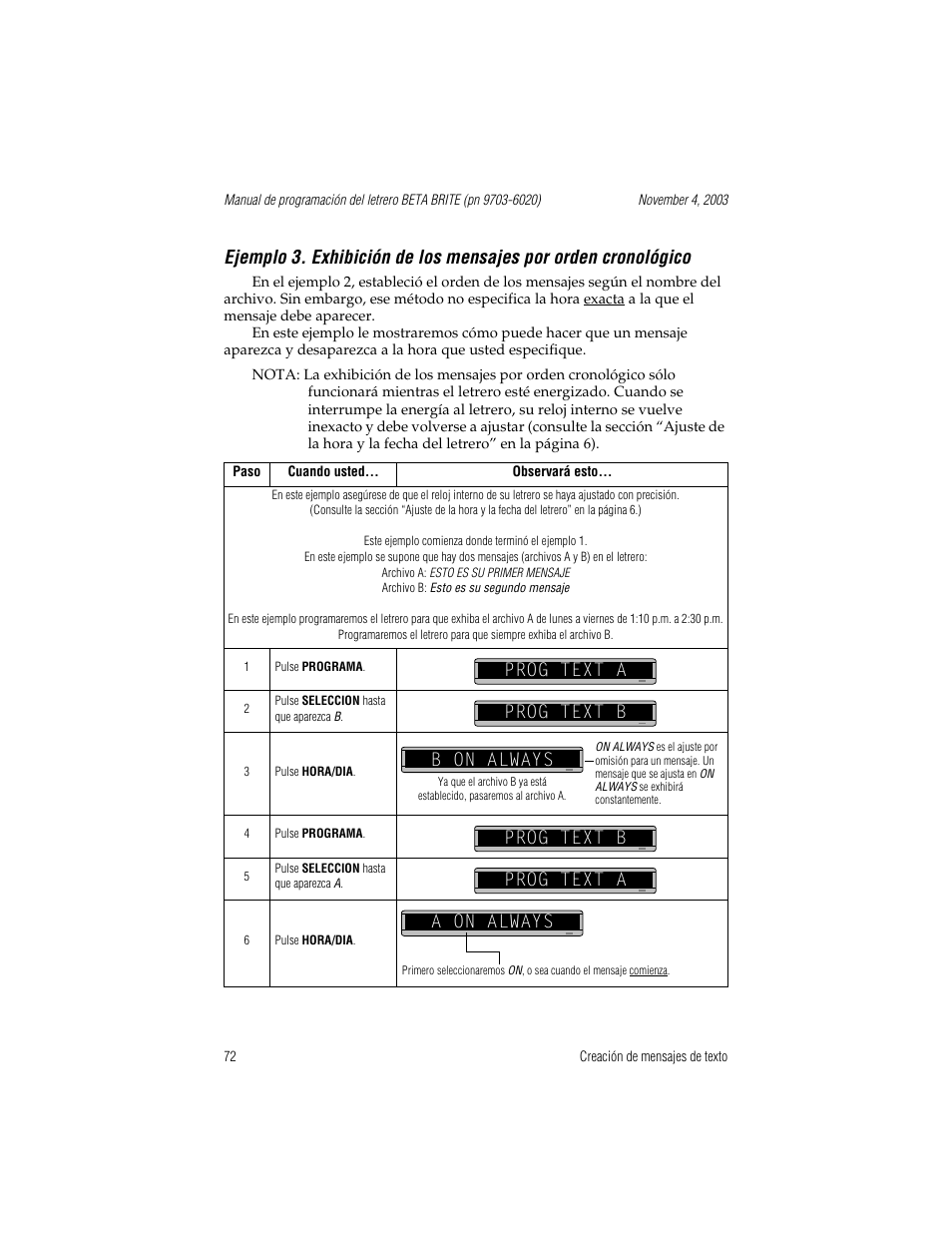 Prog text a, Prog text b, B on always | Prog text a prog text b b on always, Prog text b prog text a, A on always | WaveWare Adaptive Remote User Manual | Page 72 / 102