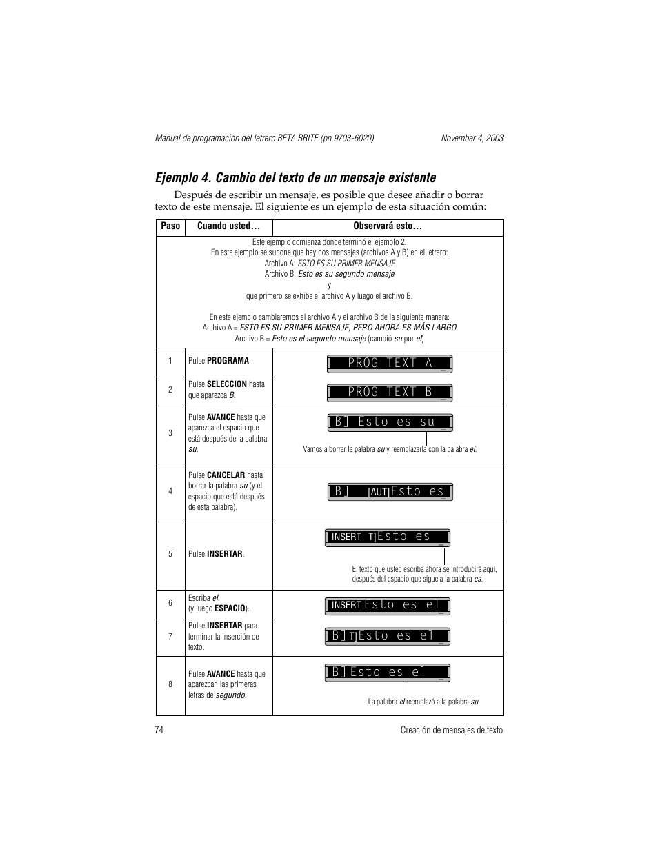 Prog text a, Prog text b, Prog text a prog text b | B] esto es su b, Esto es, Esto es el b, Esto es el | WaveWare Adaptive Remote User Manual | Page 74 / 102