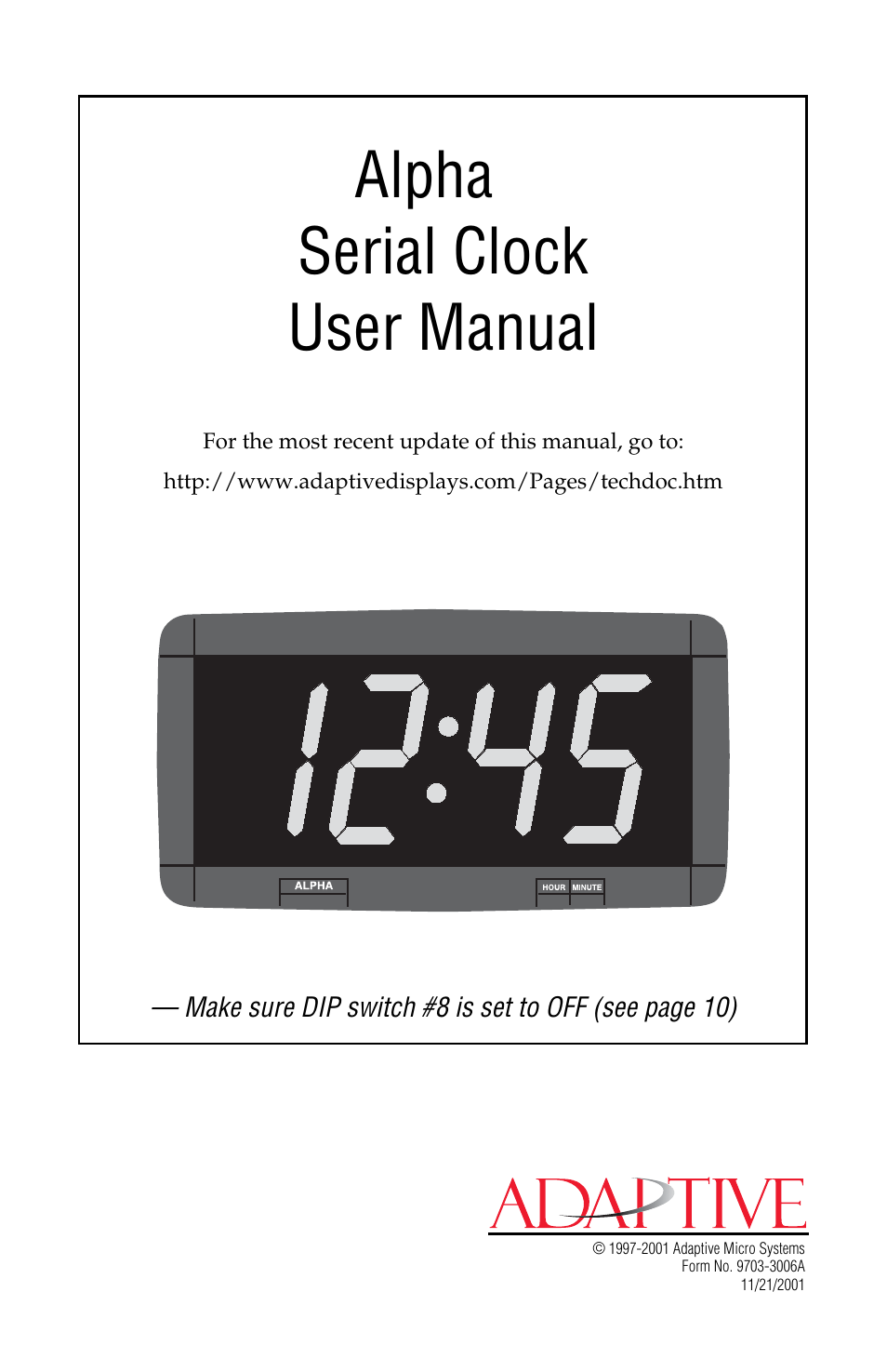 WaveWare Adaptive Serial LED Clock User Manual | 18 pages