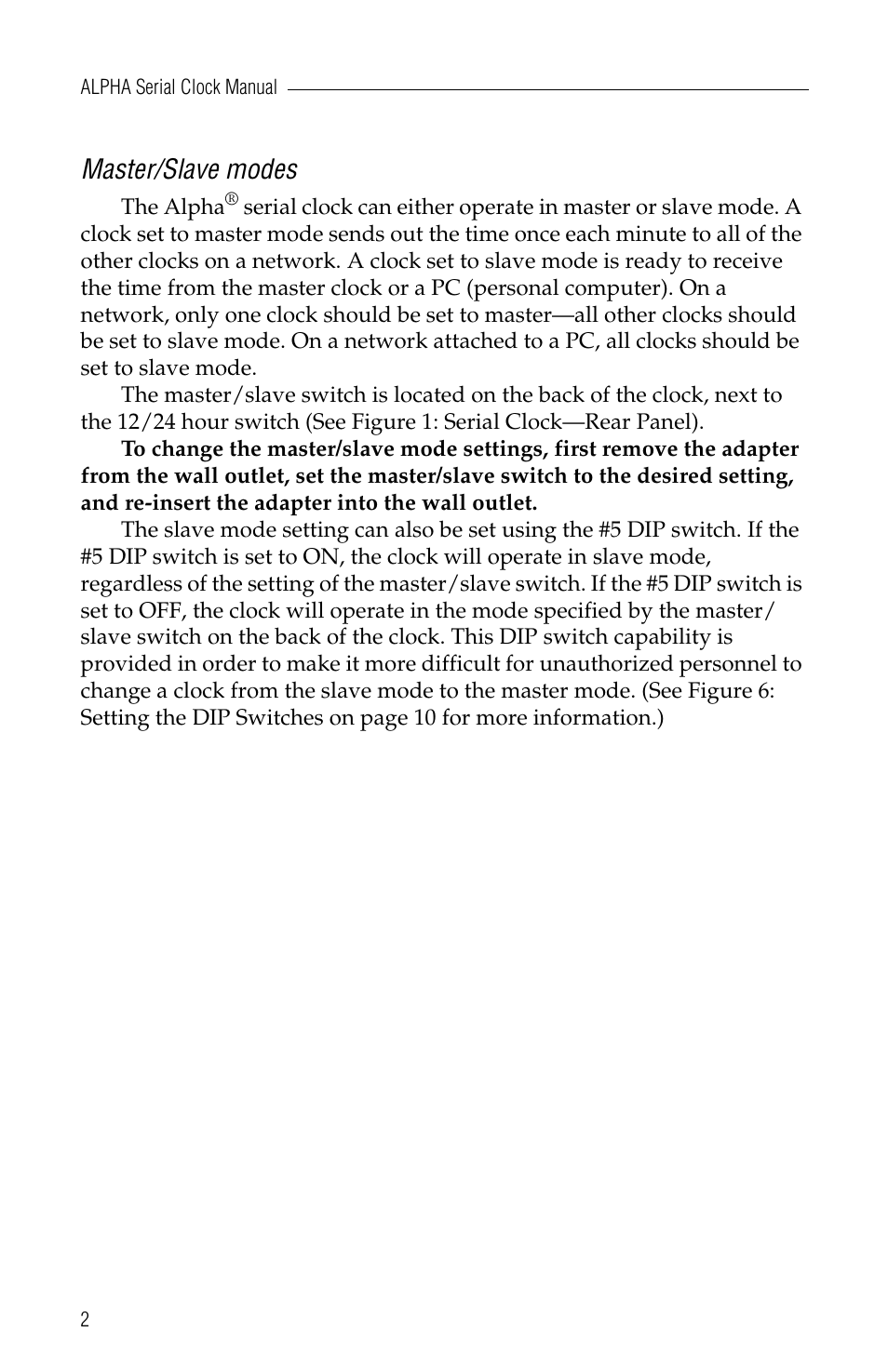 Master/slave modes | WaveWare Adaptive Serial LED Clock User Manual | Page 8 / 18
