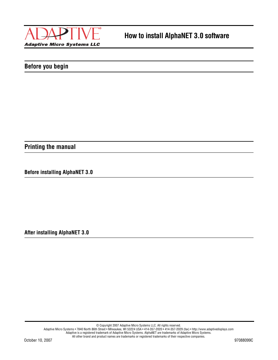 WaveWare Adaptive AlphaNet v3.0 User Manual | 4 pages