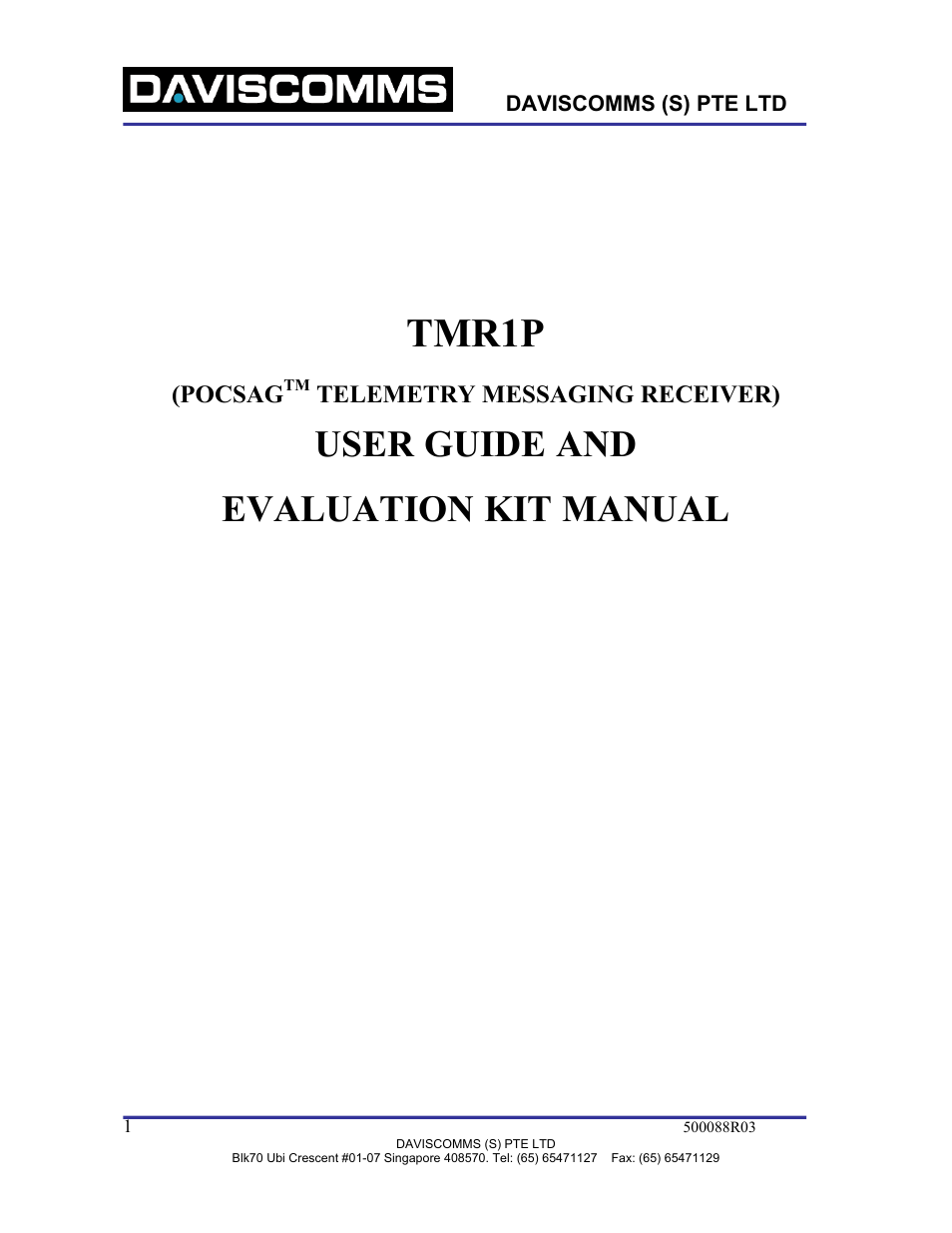 WaveWare TMR1P User Manual | 26 pages