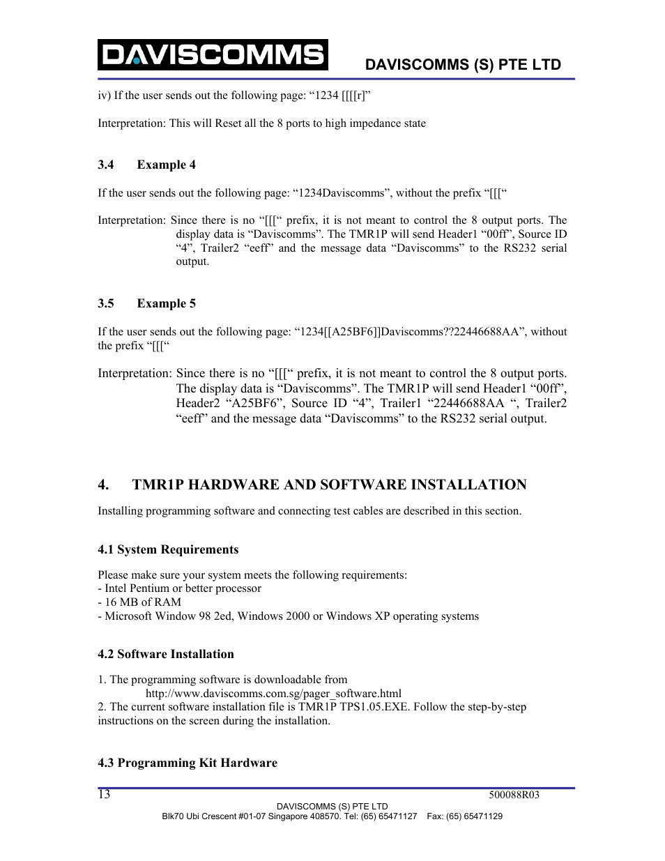 Example 4, Example 5, Tmr1p hardware and software installation | WaveWare TMR1P User Manual | Page 13 / 26