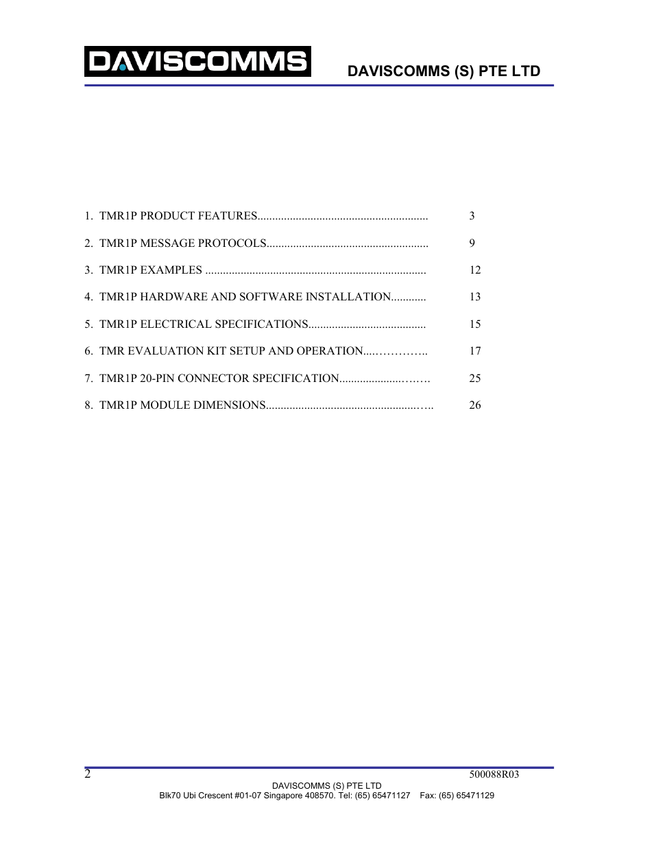 WaveWare TMR1P User Manual | Page 2 / 26