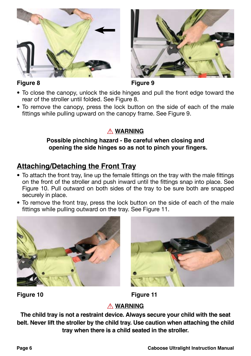 Attaching/detaching the front tray | Chicco 455 User Manual | Page 6 / 20