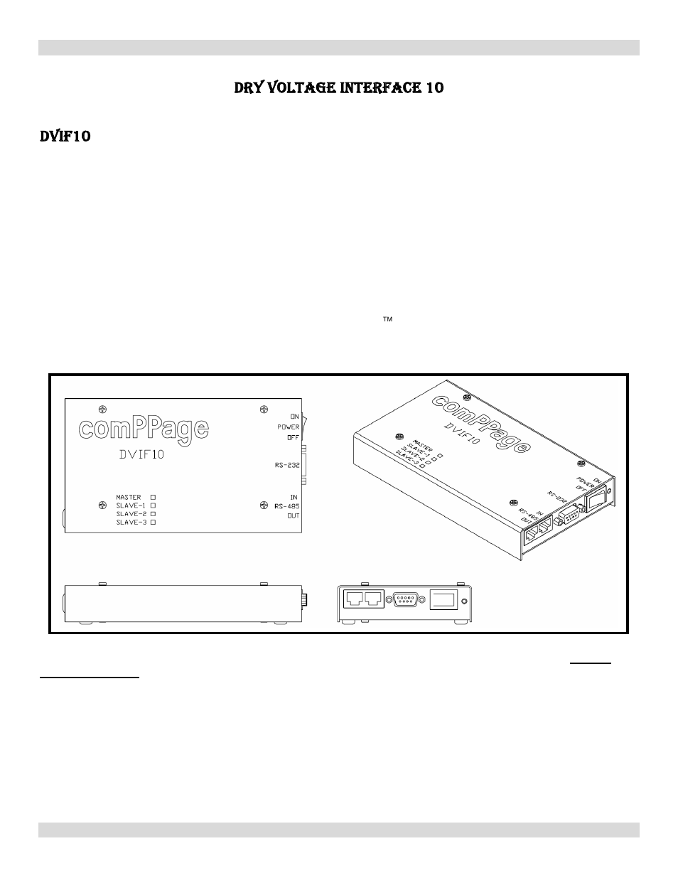 Overview, Dry voltage interface 10, Dvif10 | WaveWare comPPage DVIF-10 User Manual | Page 3 / 14