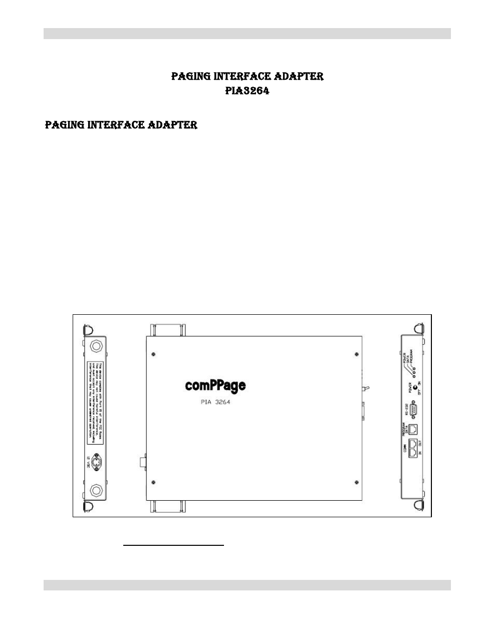 Paging interface adapter pia3264, Paging interface adapter | WaveWare comPPage PIA-3264 User Manual | Page 4 / 26