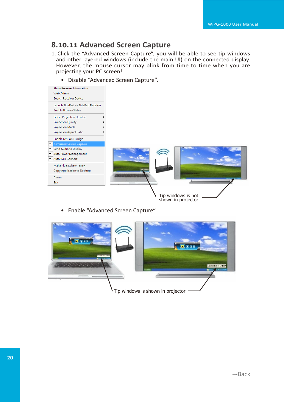 11 advanced screen capture | wePresent WiPG-1000 User Manual | Page 20 / 46