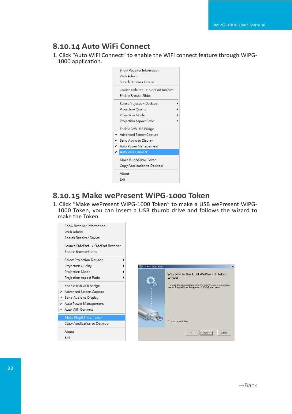 14 auto wifi connect | wePresent WiPG-1000 User Manual | Page 22 / 46