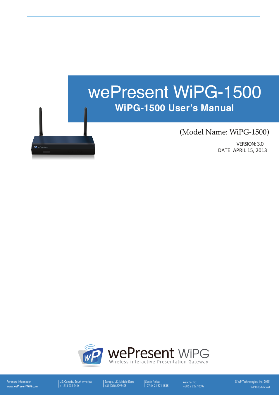 wePresent WiPG-1500 User Manual | 59 pages