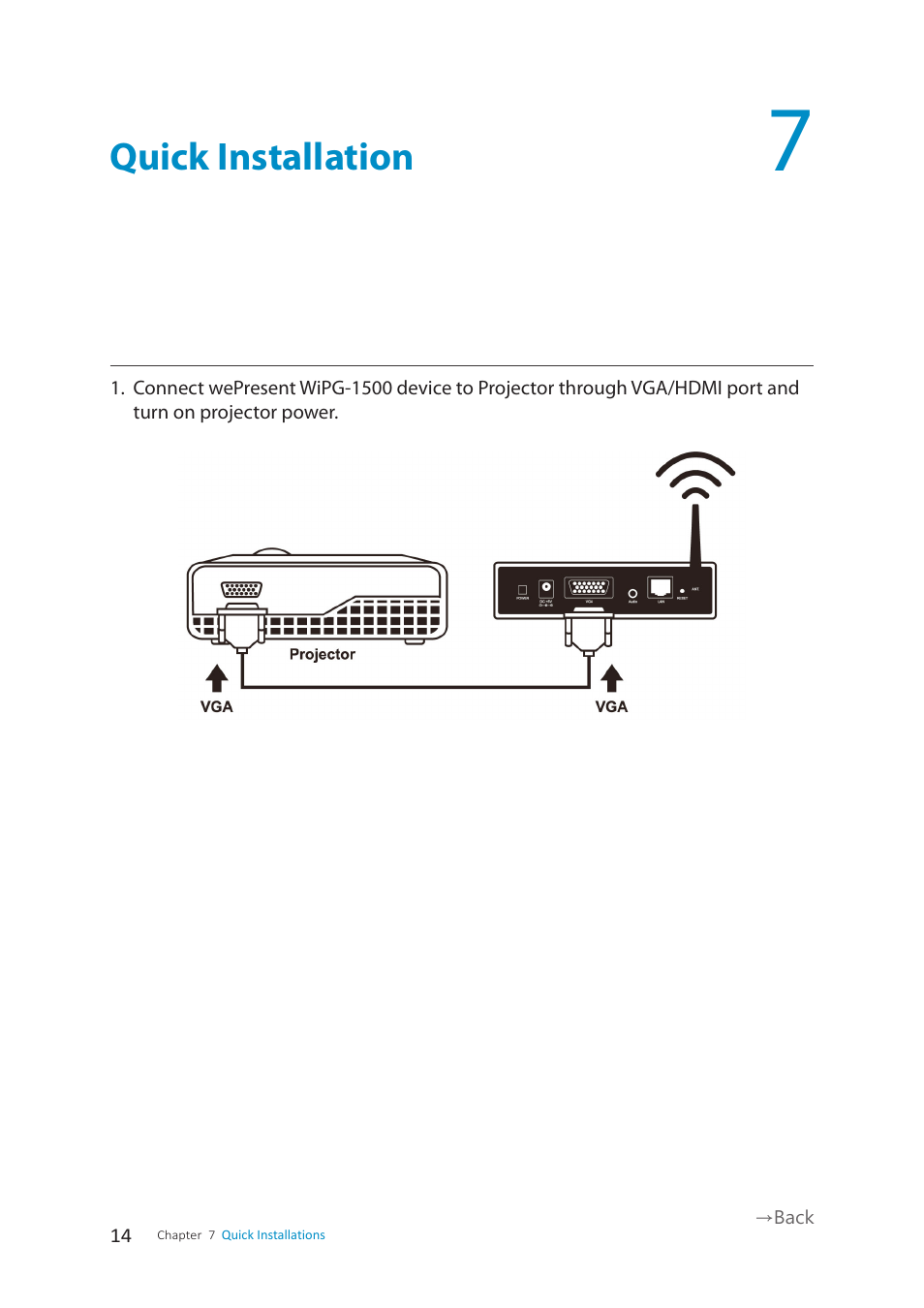 Quick installation | wePresent WiPG-1500 User Manual | Page 14 / 59