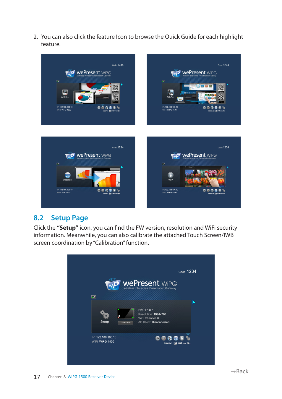 2 setup page | wePresent WiPG-1500 User Manual | Page 17 / 59