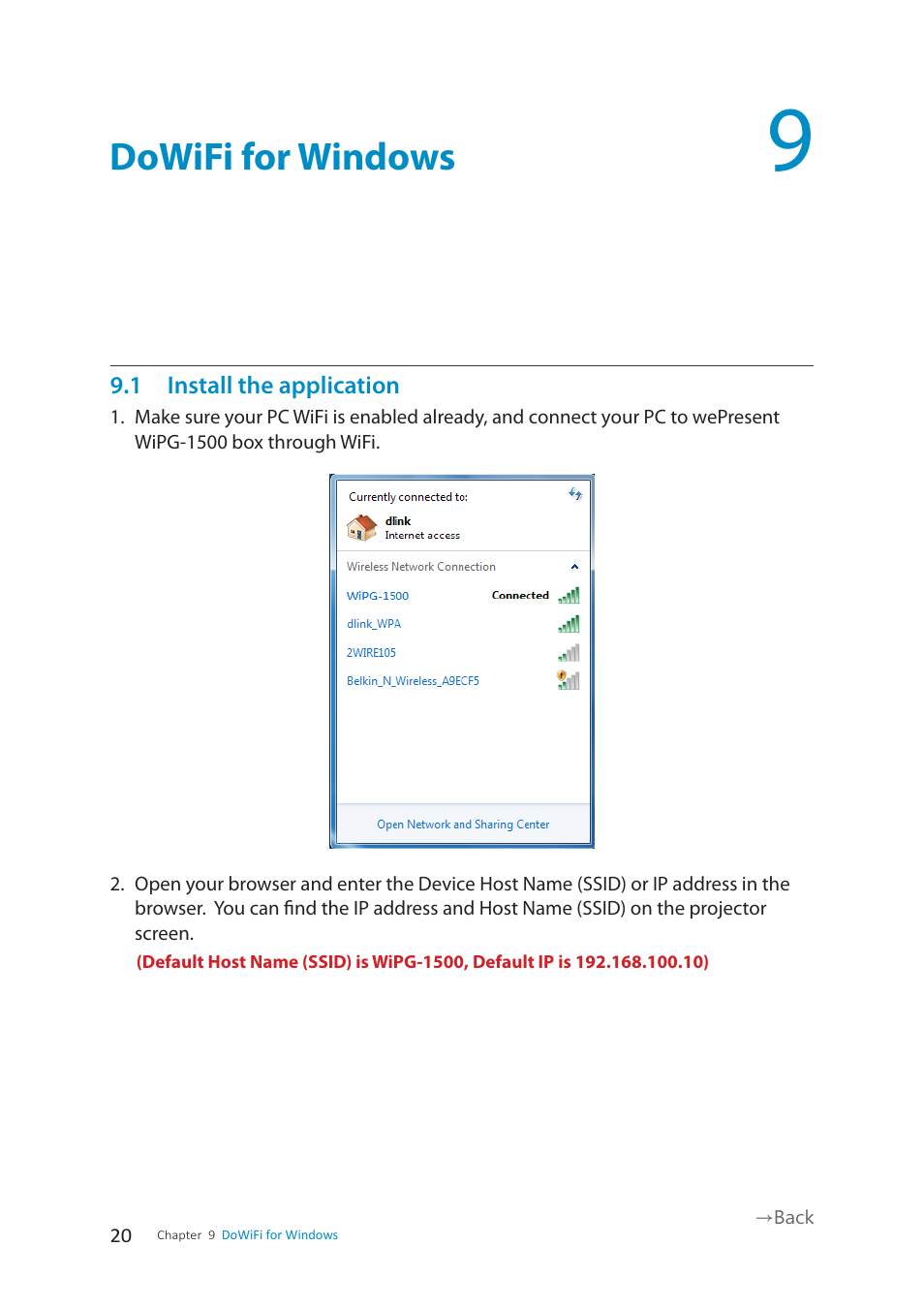 Dowifi for windows | wePresent WiPG-1500 User Manual | Page 20 / 59