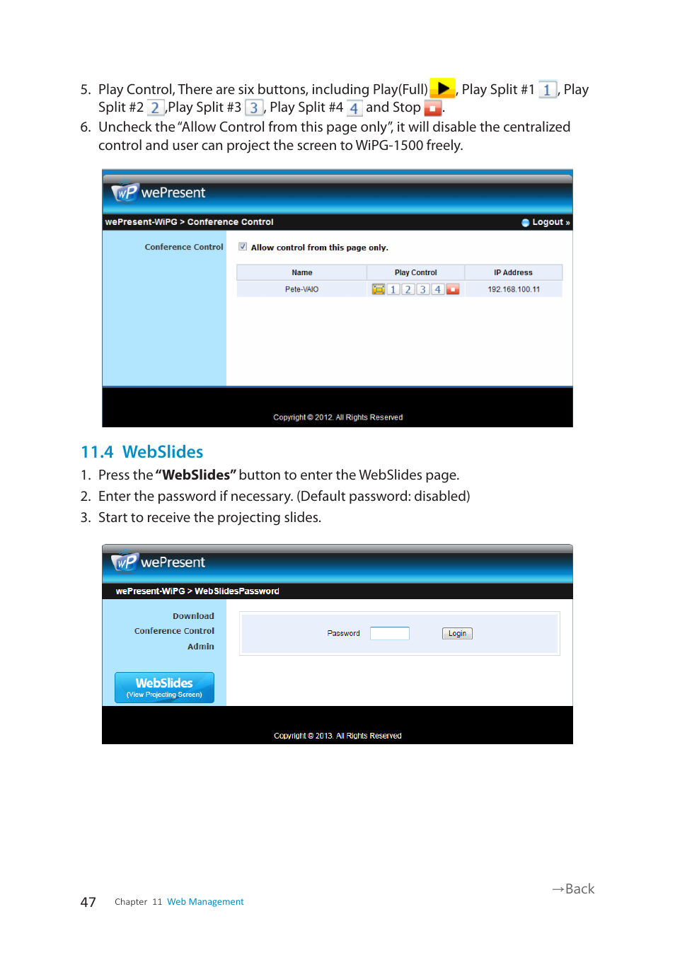 4 webslides | wePresent WiPG-1500 User Manual | Page 47 / 59