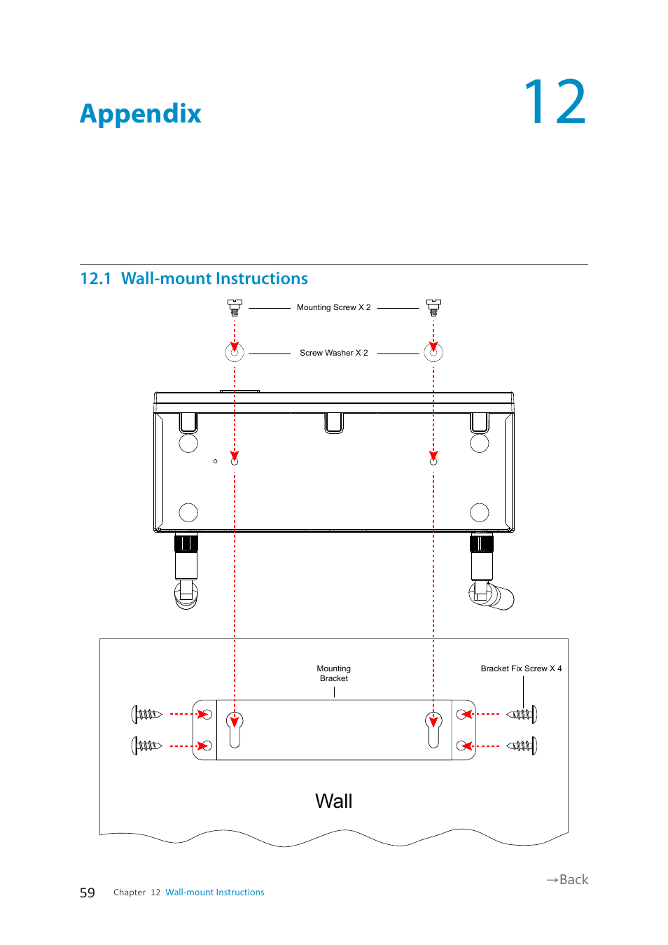 Appendix, Wall | wePresent WiPG-1500 User Manual | Page 59 / 59