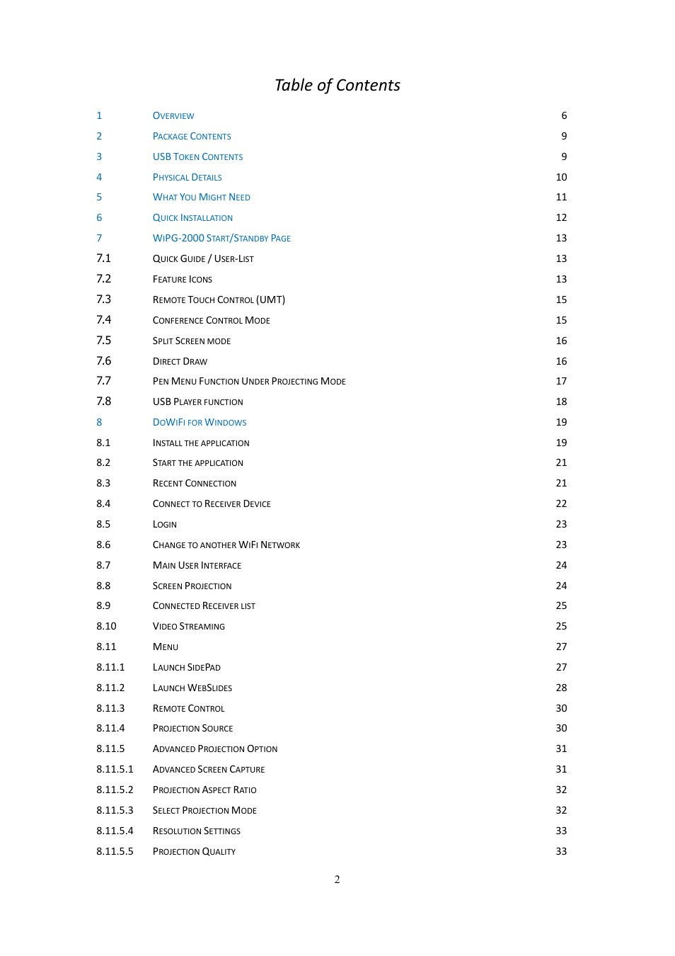 wePresent WiPG-2000 User Manual | Page 2 / 72