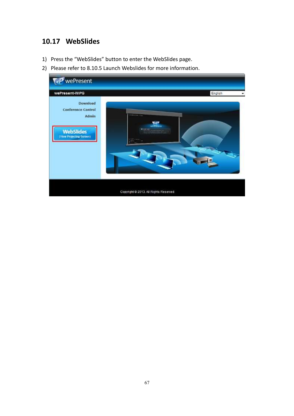 17 webslides | wePresent WiPG-2000 User Manual | Page 67 / 72