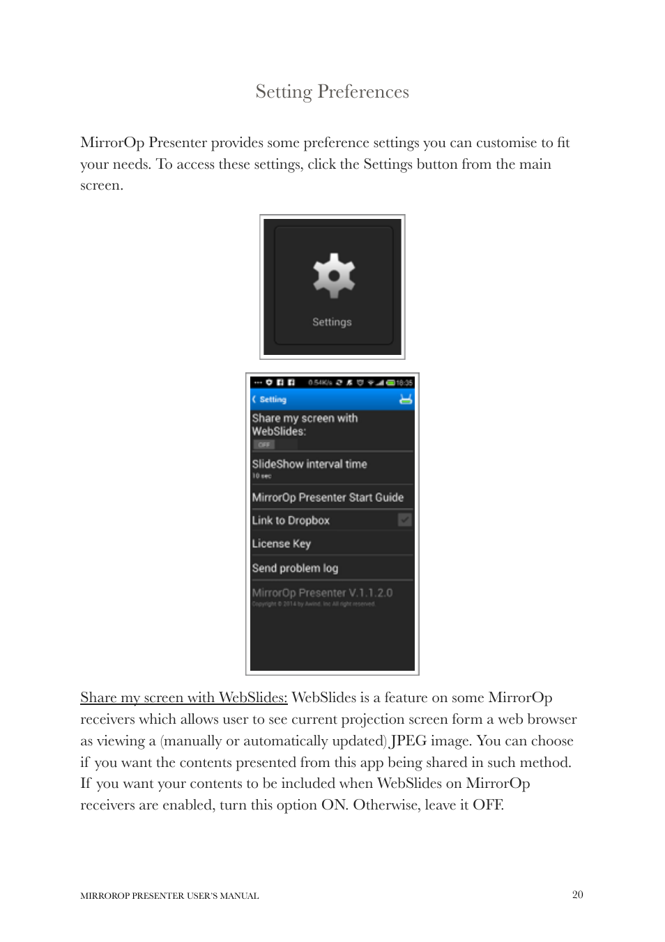 wePresent MirrorOp User Manual | Page 20 / 25