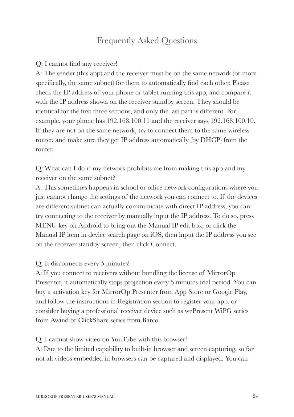 wePresent MirrorOp User Manual | Page 24 / 25