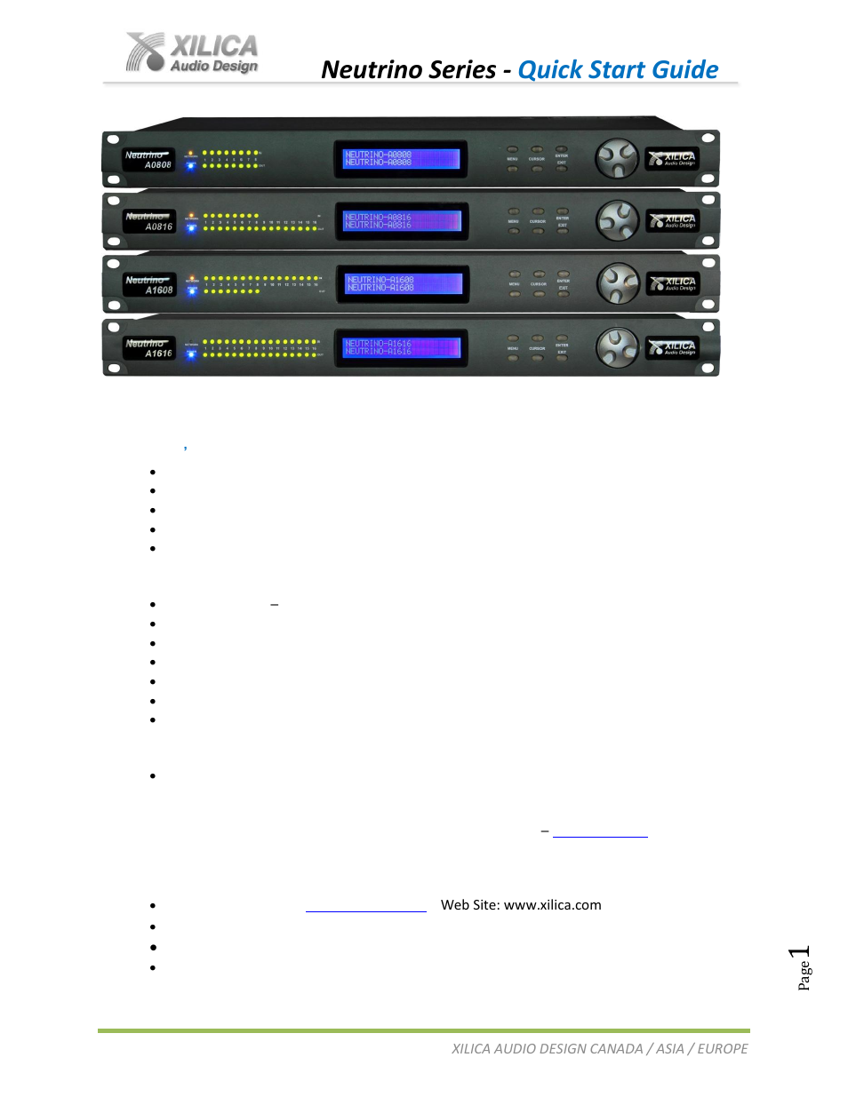 Xilica Neutrino Series User Manual | 22 pages