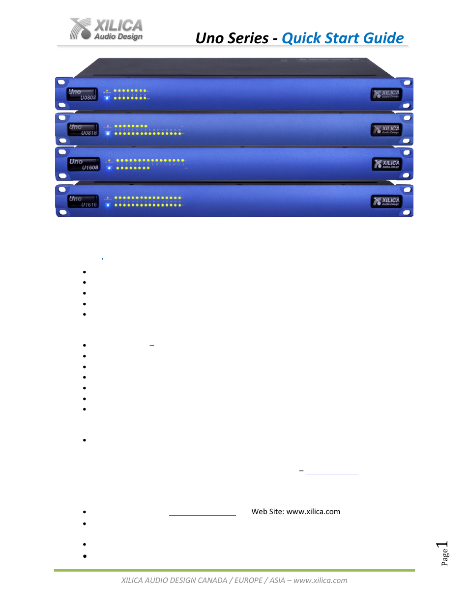 Xilica Uno Series User Manual | 20 pages